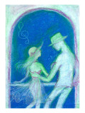 Lovers on Summer Day with Blue Ocean Giclee Print by Mariko Miyake