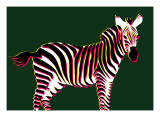 Zebra in Green Horizontal Giclee Print by Ikuko Kowada