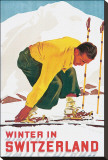 Winter in Switzerland Reproduction transférée sur toile par E. Hermes