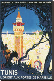 Tunis, L'Orient Aux Portes de Marseille Lærredstryk på blindramme af Roger Broders Tunis, L'Orient Aux Portes de Marseille Lærredstryk på blindramme af Roger Broders