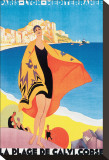 La Plage de Calvi, Corse Stretched Canvas Print by Roger Broders