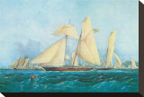 Yachting, Scene off Cowes Isle of Wight Reproduction transférée sur toile par Thomas Sewell Robins
