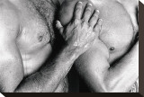 Men Embracing Stretched Canvas Print