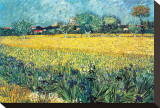 Vue d'Arles aux iris Reproduction transférée sur toile : par Vincent van Gogh