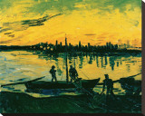 Unloading at Arles, c.1888 Reproduction transférée sur toile par Vincent van Gogh