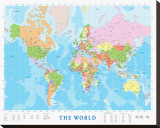 Modern Map of the World Stretched Canvas Print Modern Map of the World Stretched Canvas Print