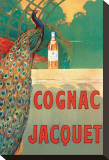Cognac Jacquet - Affiche vintage avec paon Reproduction transférée sur toile par Camille Bouchet
