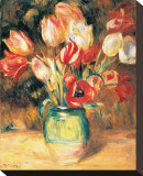Vase with Tulips Stretched Canvas Print by Pierre-Auguste Renoir