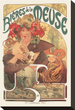 Bieres de La Meuse Stretched Canvas Print by Alphonse Mucha