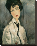 Woman in Black Tie, 1917 Stretched Canvas Print by Amedeo Modigliani