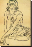 Woman Crouching, 1918 Stretched Canvas Print by Egon Schiele