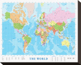 Modern Map of the World Stretched Canvas Print