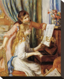 Girls at the Piano Stretched Canvas Print by Pierre-Auguste Renoir