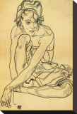 Woman Crouching, 1918 Stretched Canvas Print by Egon Schiele