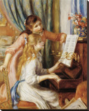 Girls at the Piano Stretched Canvas Print by Pierre-Auguste Renoir