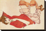 Kauernde Reproduction transférée sur toile : par Egon Schiele