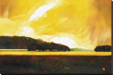 Yellow Storm at the Lake Stretched Canvas Print by Judith D'Agostino