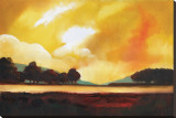 Yellow Sky over the Lake Stretched Canvas Print by Judith D'Agostino
