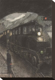 Machine Cycle: Electric Locomotive Stretched Canvas Print by Hans Baluschek