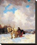 March Morning, the Red Cariole Stretched Canvas Print by Frederick Simpson Coburn