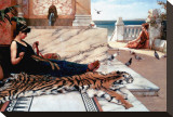 The Tiger Skin Stretched Canvas Print by John William Godward