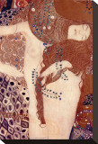 Watersnakes Stretched Canvas Print by Gustav Klimt