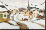 Village in the Laurentians Stretched Canvas Print by Clarence Alphonse Gagnon