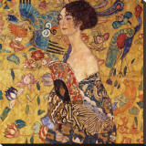 Lady with a Fan Stretched Canvas Print by Gustav Klimt