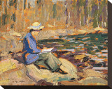 My Wife, Sackville River Stretched Canvas Print by Arthur Lismer
