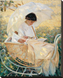 Young Mother in the Garden Reproduction transférée sur toile par Mary Cassatt