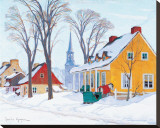 Winter Morning in Baie-St-Paul Reproduction transférée sur toile par Clarence Alphonse Gagnon
