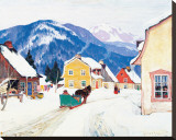 Laurentian Village Stretched Canvas Print by Clarence Alphonse Gagnon