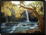Scenic View of a Waterfall on Havasu Creek Framed Canvas Print by W. E. Garrett