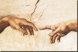 Creation of Adam (detail) Stretched Canvas Print by Michelangelo Buonarroti 