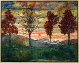 Four Trees, 1917 Framed Canvas Print by Egon Schiele