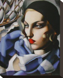 Echarpe Bleue Stretched Canvas Print by Tamara De Lempicka