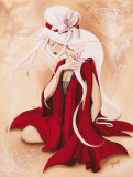Lilou in Red Poster by Aurélie Rhumeur