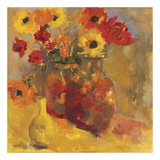 Poppies In Jugs Prints by Lorrie Lane