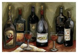 Nature morte avec du vin et un fond vert olive Posters par Nicole Etienne