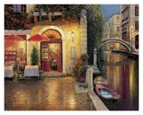 Night Cafe After Rain Posters af Haixia Liu