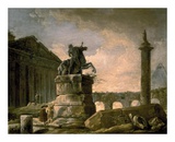 Architectural Landscape with Obelisk Poster by Hubert Robert