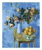 Blue Still Life with Roses Kunst av Jill Barthorpe