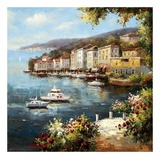 Mediterranean Yacht Harbor Art by Peter Bell