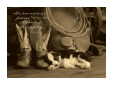 Cowboy Puppy with scripture Poster by Robert Dawson