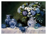 Hydrangeas and Delft Poster by Hope Reis