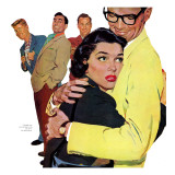 The Crying Cop - Saturday Evening Post "Leading Ladies", November 2, 1957 pg.37 Giclee Print by Mike Ludlow
