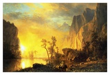 Coucher de soleil dans les Rocheuses Posters par Albert Bierstadt