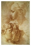 Parmigianino - Three Profiles - Reprodüksiyon Parmigianino - Three Profiles - Reprodüksiyon