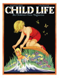 Girl and Doll - Child Life, August 1928 Giclee Print by Hazel Frazee