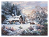 Snowy Evening Outing Posters by James Lee